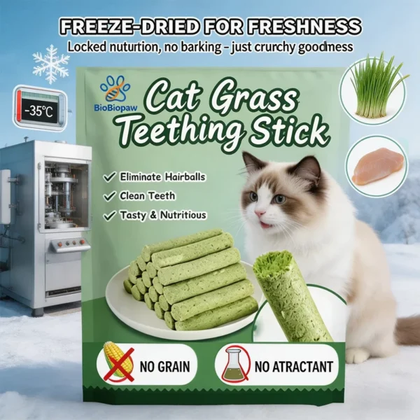 100-Edible-Cat-Grass-Teething-Stick-Gentle-Hairball-Relief-No-Mineral-Oil-Sensitive-Stomach-Friendly-Freeze-Dried-Cat-Snacks
