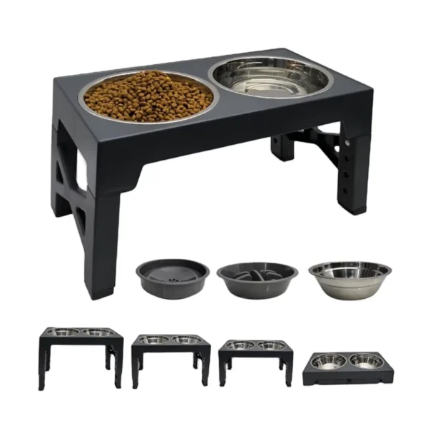 Adjustable-Height-Dog-Stainless-Steel-Slow-Feeder-Pet-Food-Bowl-Elevated-Raised-Dog-Bowls-Stand-For-Pet