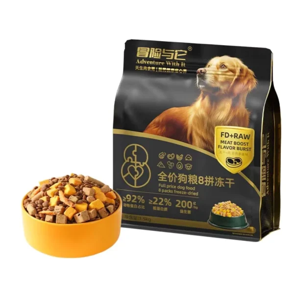 Adventure-It-8-Piece-15kg-Grain-Free-Freeze-Dried-Chicken-Cat-Dog-Food-with-Supplement-Nutrition-Raw-Bone-Meat-8-Bags
