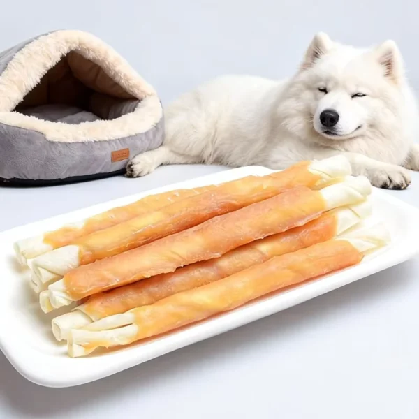 Custom-OEM-ODM-Pet-Snack-Treats-Clean-Teeth-Rawhide-Free-Chews-Dry-Chicken-Fiber-Sticks-Dog-Treats-Pet-Food-Factory