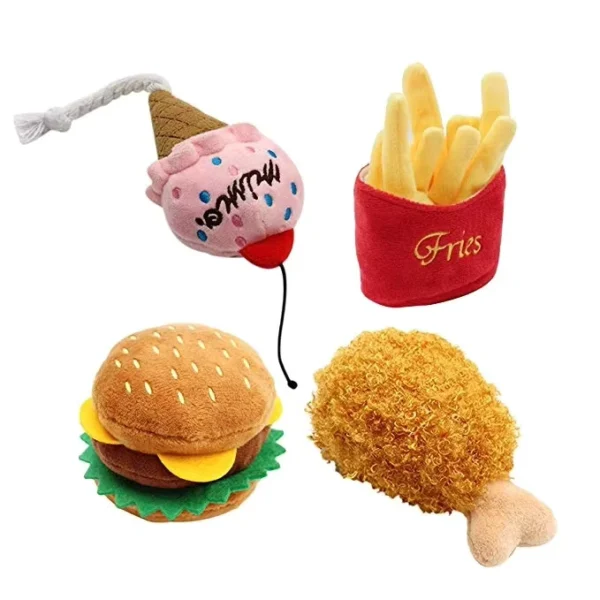 Eco-Friendly-Cute-Fast-Food-Chicken-Ice-Cream-Soft-Durable-Squeaky-Pet-Plush-Dog-Toy