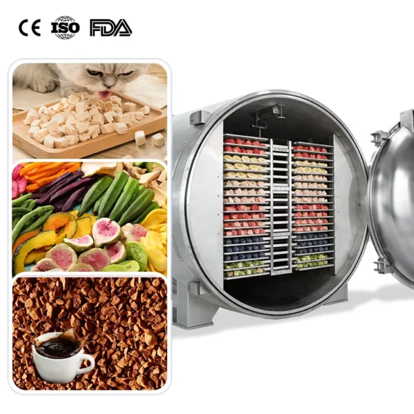 Freeze-Dried-Cat-Food-Chicken-Breast-Production-Line-PLC-Controlled-Stainless-Steel-Freeze-Drying-Equipment-For-Cat-Food