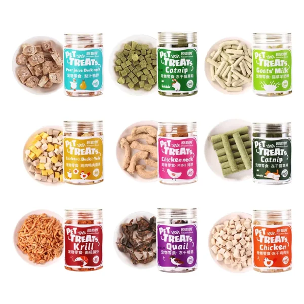 Freeze-Dried-Chicken-Breast-Egg-Yolk-Chicken-Liver-Salmon-Pet-Treats-High-Protein-78-Pure-Meat-Dog-Cat-Training-Snacks
