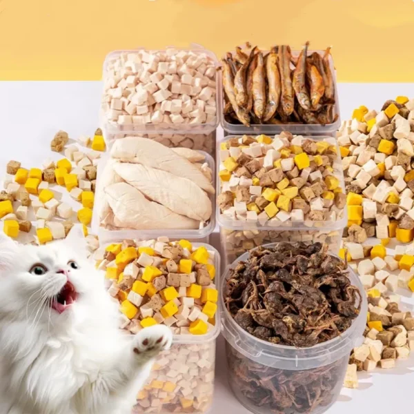 Freeze-dried-Cat-Treats-Food-High-Protein-Grain-Free-Vitamins-Minerals-Polybag-Packaging