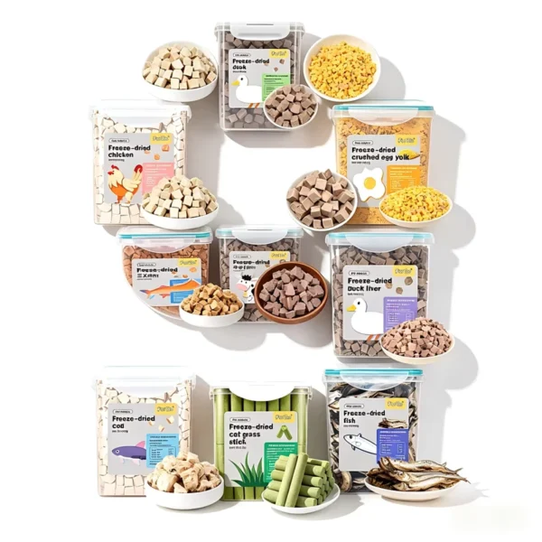 High-Quality-Freeze-Dried-Meat-Cat-Dog-Treats-Chicken-Breast-Salmon-Pieces-Grain-Free-High-Protein-Customizable