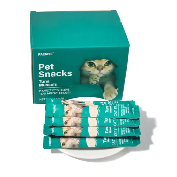 OEM-ODM-Creamy-Treat-15g-60pcs-Various-Flavors-Cat-Snacks-Strips-In-Stock