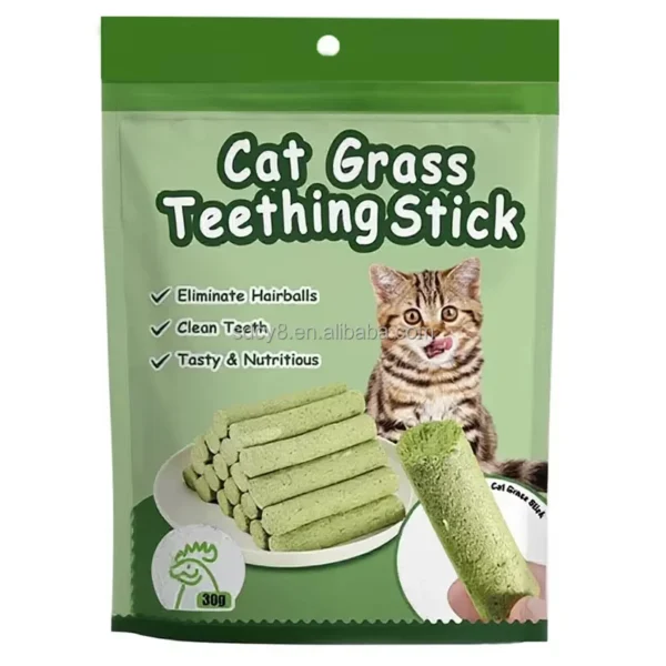Organic-Freeze-Dried-Chicken-Cat-Grass-Stick-Treats-Low-Fat-Digestive-Health-Catnip-Infused-Training-Snacks